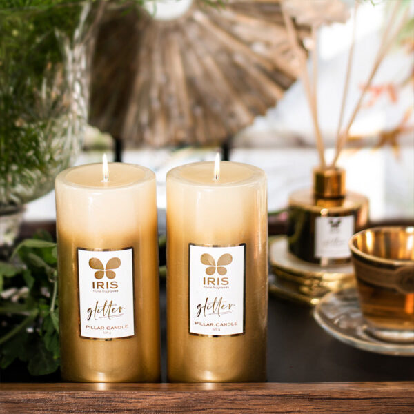 Gold Lacquered Glitter Candle 