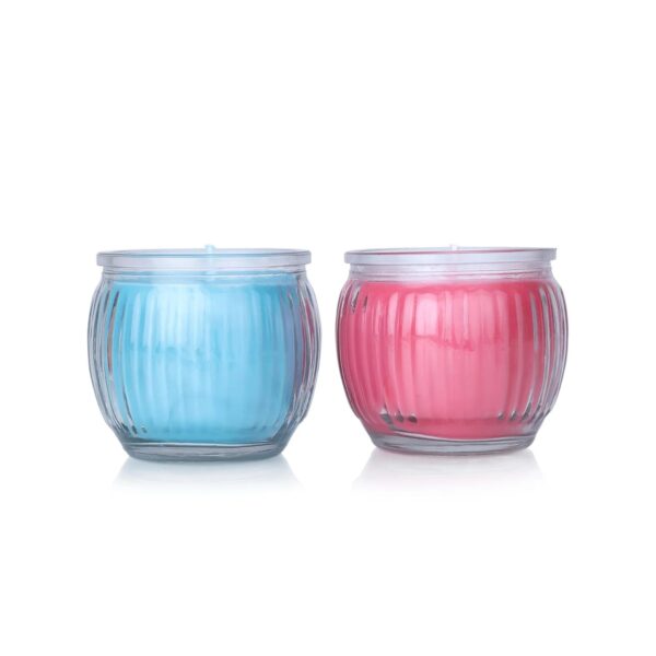 Ribbed Jar Candles - Cool Blue & Damask Rose