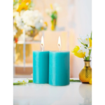 Cool Blue Fragranced Pillar Candles - Set of 2