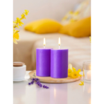 Lavender Fragranced Pillar Candles - Set of 2