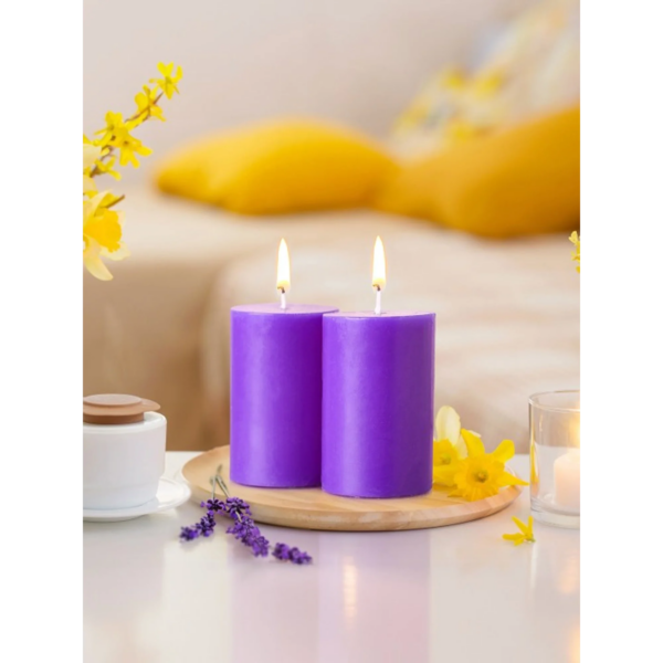 Lavender Fragranced Pillar Candles - Set of 2