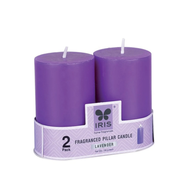 Lavender Fragranced Pillar Candles - Set of 2