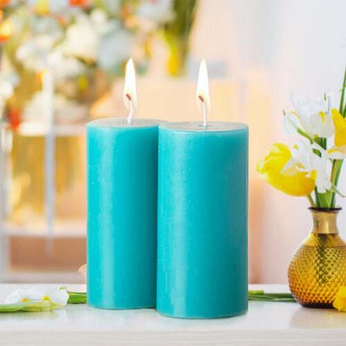 Set of 2 Fragranced Pillar Candle - Cool Blue