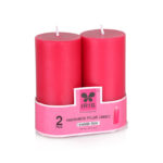 Set of 2 Fragranced Pillar Candle - Damask Rose