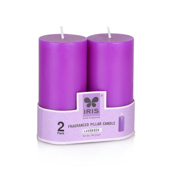 Set of 2 Fragranced Pillar Candle - Lavender