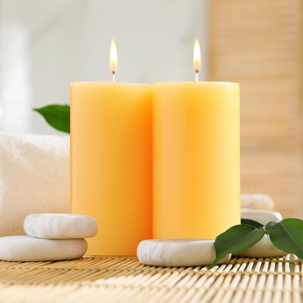 Set of 2 Fragranced Pillar Candle - Mango Sorbet