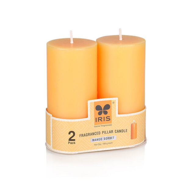 Set of 2 Fragranced Pillar Candle - Mango Sorbet