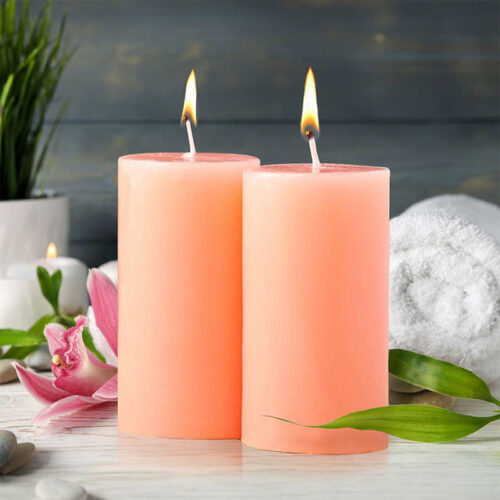 Set of 2 Fragranced Pillar Candle - Peach Pomegranate