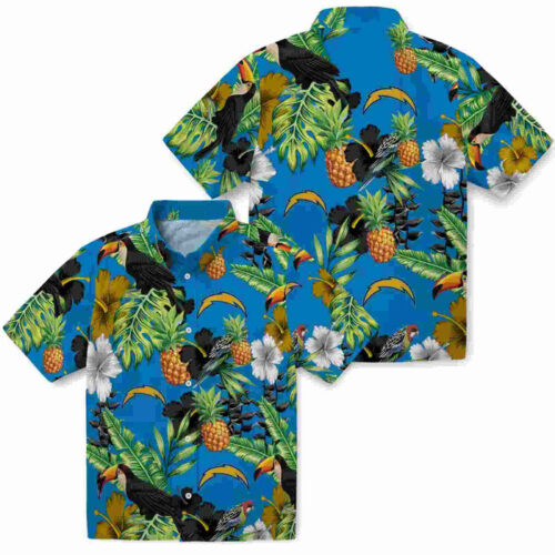 Toucan Hibiscus Pineapple Blue Green Los Angeles Chargers Hawaiian Shirt