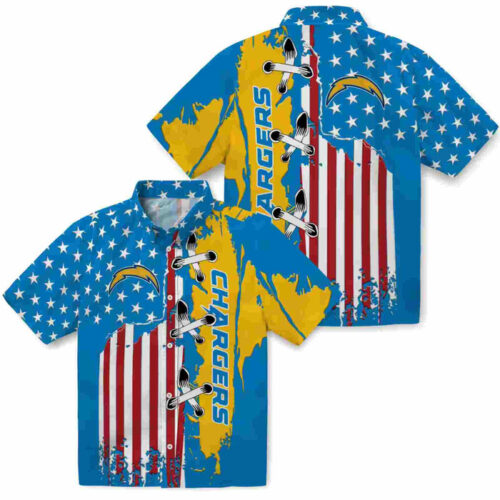Stitched Flag Blue Los Angeles Chargers Hawaiian Shirt