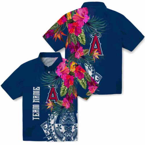 Floral Polynesian Blue Los Angeles Angels Hawaiian Shirt