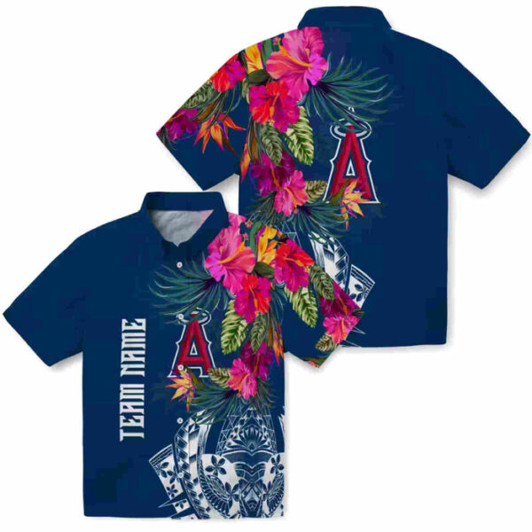 Floral Polynesian Blue Los Angeles Angels Hawaiian Shirt