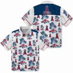 Palm Island Print Blue White Los Angeles Angels Hawaiian Shirt