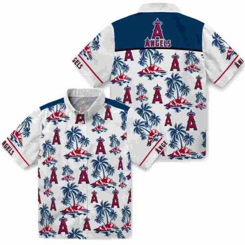 Palm Island Print Blue White Los Angeles Angels Hawaiian Shirt