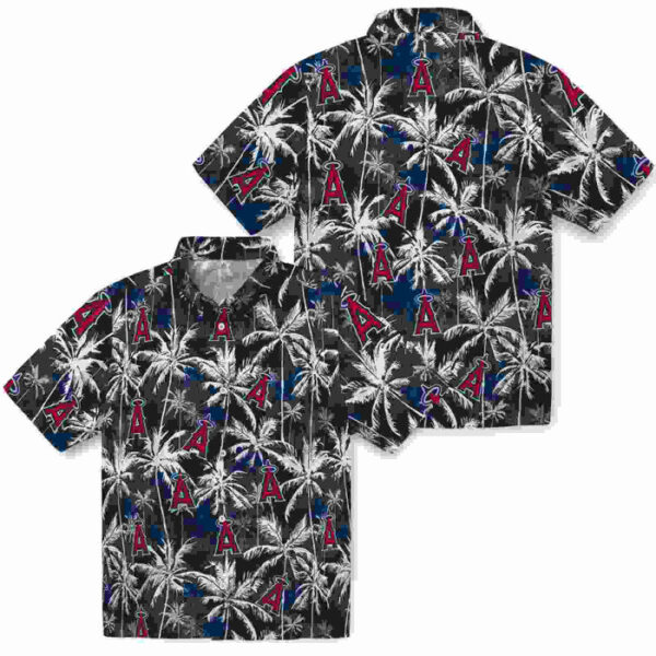 Palm Pattern Blue Black Los Angeles Angels Hawaiian Shirt