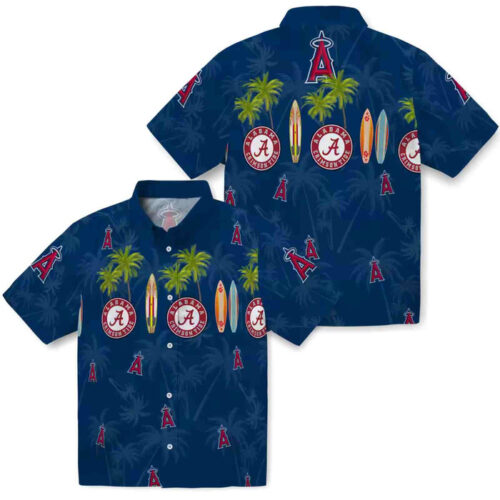 Surfboard Palm Blue Los Angeles Angels Hawaiian Shirt