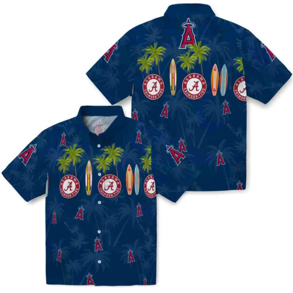 Surfboard Palm Blue Los Angeles Angels Hawaiian Shirt