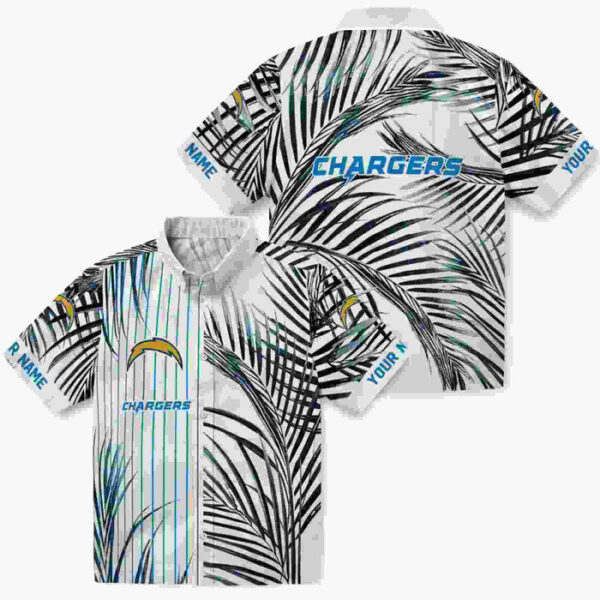 Palm Stripes Blue Black White Los Angeles Chargers Hawaiian Shirt