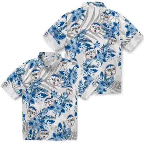 Hibiscus Palm Leaves Blue White Los Angeles Dodgers Hawaiian Shirt