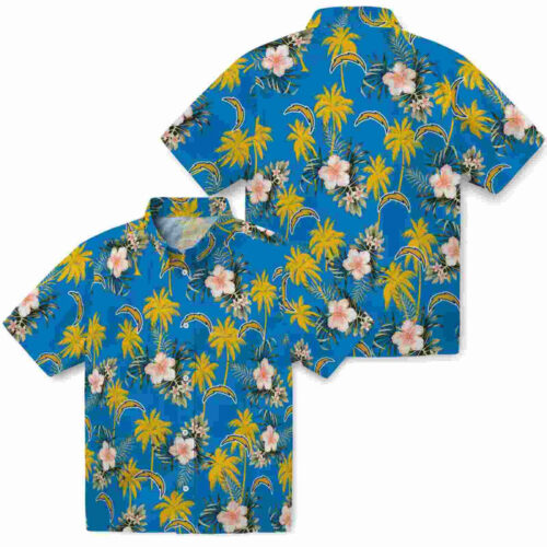 Palm Tree Flower Blue Los Angeles Chargers Hawaiian Shirt