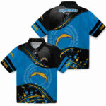 Football Wave Blue Black Los Angeles Chargers Hawaiian Shirt