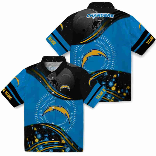 Football Wave Blue Black Los Angeles Chargers Hawaiian Shirt