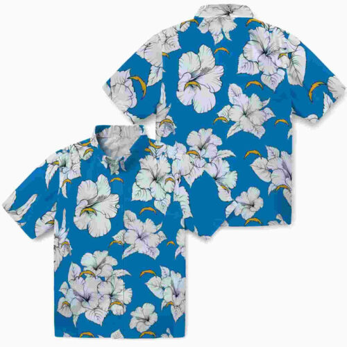 Hibiscus Blooms Blue White Los Angeles Chargers Hawaiian Shirt