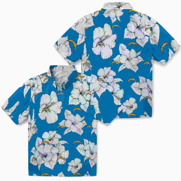 Hibiscus Blooms Blue White Los Angeles Chargers Hawaiian Shirt