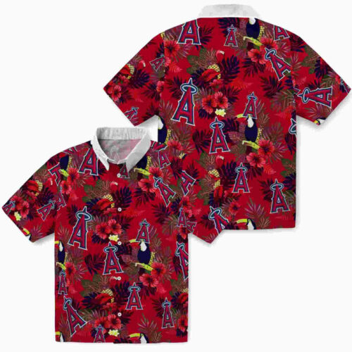 Floral Toucan Blue Red Los Angeles Angels Hawaiian Shirt