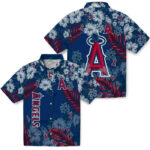 Hibiscus Print Blue Los Angeles Angels Hawaiian Shirt
