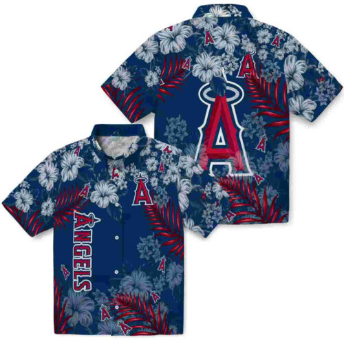 Hibiscus Print Blue Los Angeles Angels Hawaiian Shirt