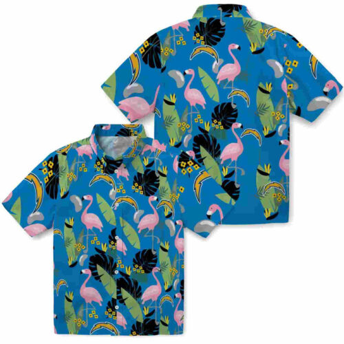 Flamingo Leaves Blue Los Angeles Chargers Hawaiian Shirt