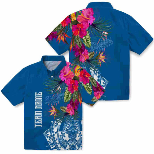 Floral Polynesian Blue Los Angeles Dodgers Hawaiian Shirt
