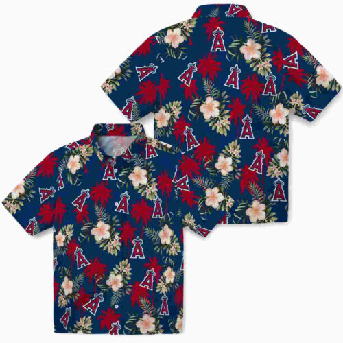 Palm Tree Flower Blue Los Angeles Angels Hawaiian Shirt