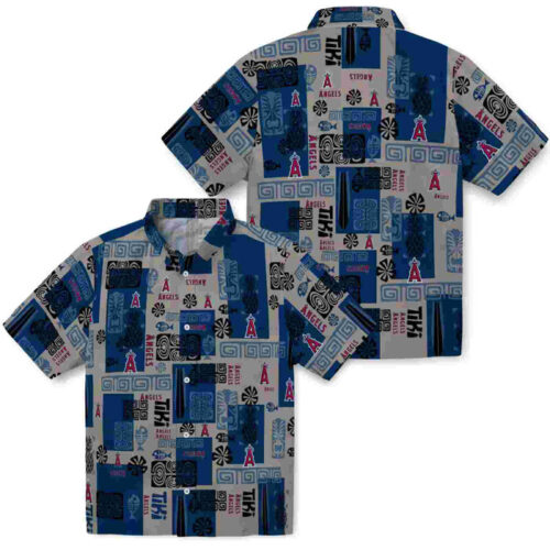 Tribal Symbols Blue Los Angeles Angels Hawaiian Shirt
