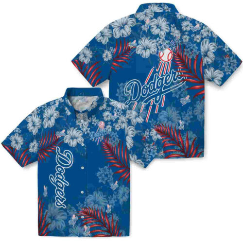 Hibiscus Print Blue Los Angeles Dodgers Hawaiian Shirt