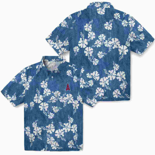 Hibiscus Clusters Blue Los Angeles Angels Hawaiian Shirt