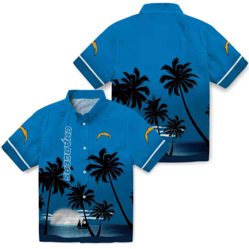 Beach Sunset Blue Black Los Angeles Chargers Hawaiian Shirt