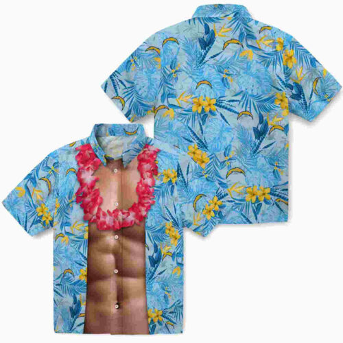Chest Illusion Blue Los Angeles Chargers Hawaiian Shirt
