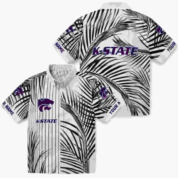 Palm Stripes Purple Black White Kansas State Wildcats Hawaiian Shirt