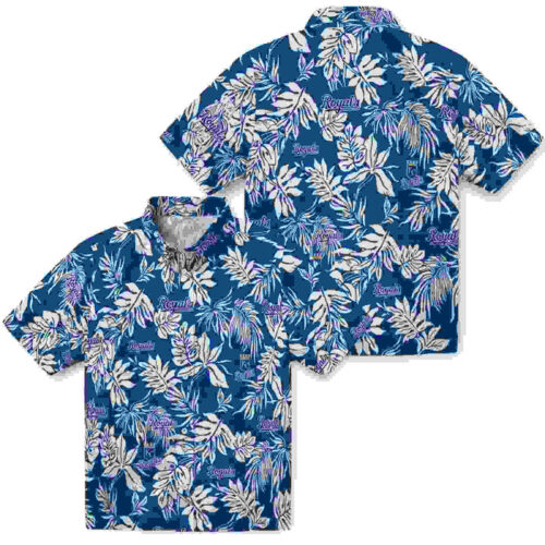 Tropical Leaf Royal Blue White Kansas City Royals Hawaiian Shirt