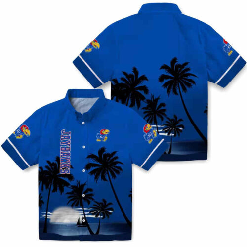 Beach Sunset Blue Black Kansas Jayhawks Hawaiian Shirt