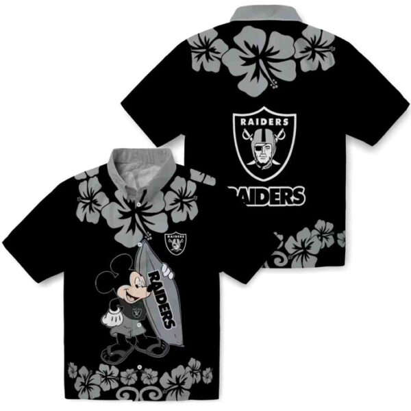 Surfing Mickey Black Las Vegas Raiders Hawaiian Shirt