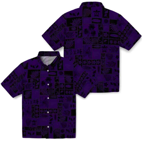 Tropical Patchwork Purple Black Kansas State Wildcats Hawaiian Shirt