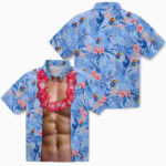 Chest Illusion Blue Kansas Jayhawks Hawaiian Shirt