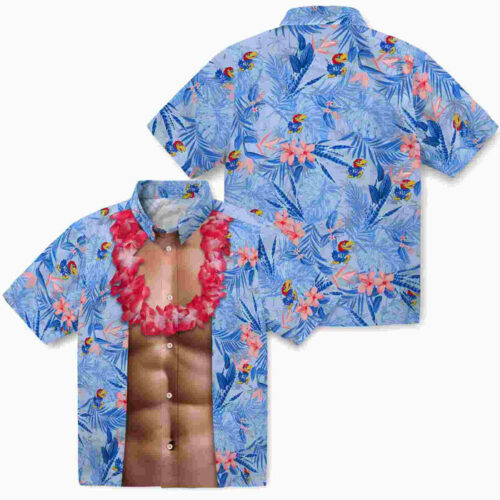 Chest Illusion Blue Kansas Jayhawks Hawaiian Shirt