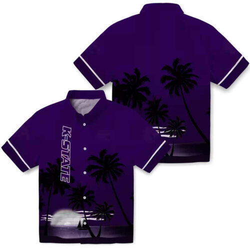 Beach Sunset Purple Black Kansas State Wildcats Hawaiian Shirt