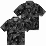 Leafy Palms Black Las Vegas Raiders Hawaiian Shirt