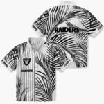 Palm Stripes Black White Las Vegas Raiders Hawaiian Shirt