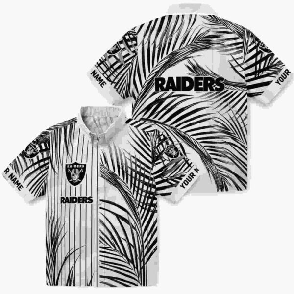 Palm Stripes Black White Las Vegas Raiders Hawaiian Shirt